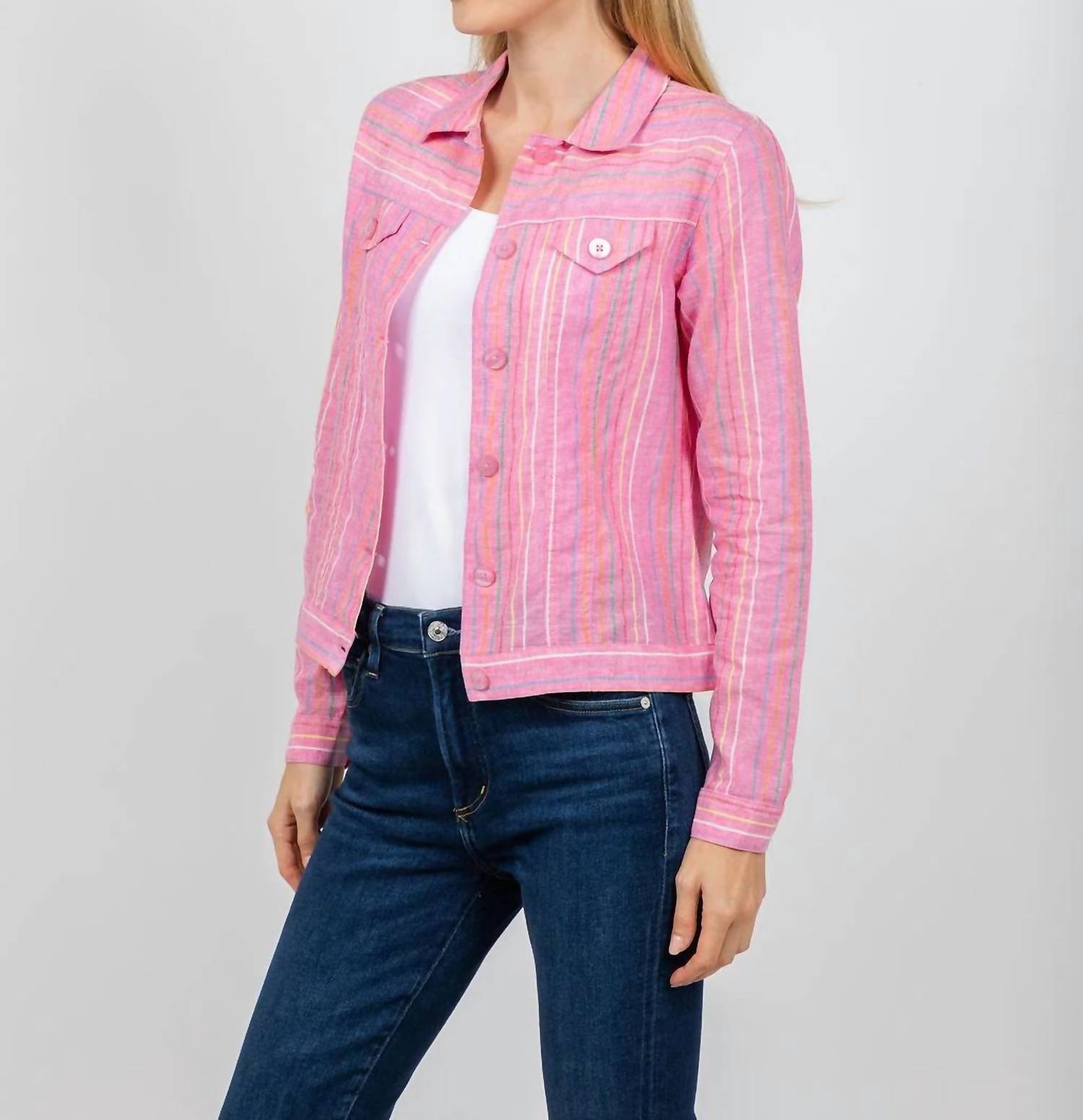 Pure Amici - Long Sleeves Linen Jacket