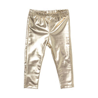 PINK CHICKEN Kid's Lame Leggings in light gold - kids' leggings