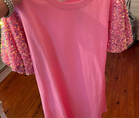 Fantastic Fawn - Sequin Sleeve Shirt Dress