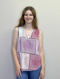 Papillon - Sleeveless Bandana Print V Neck Tank