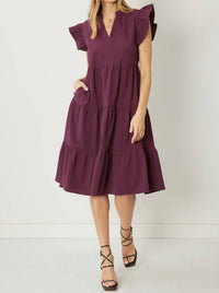 Entro - Ruffled Pocket Tiered Midi Dress