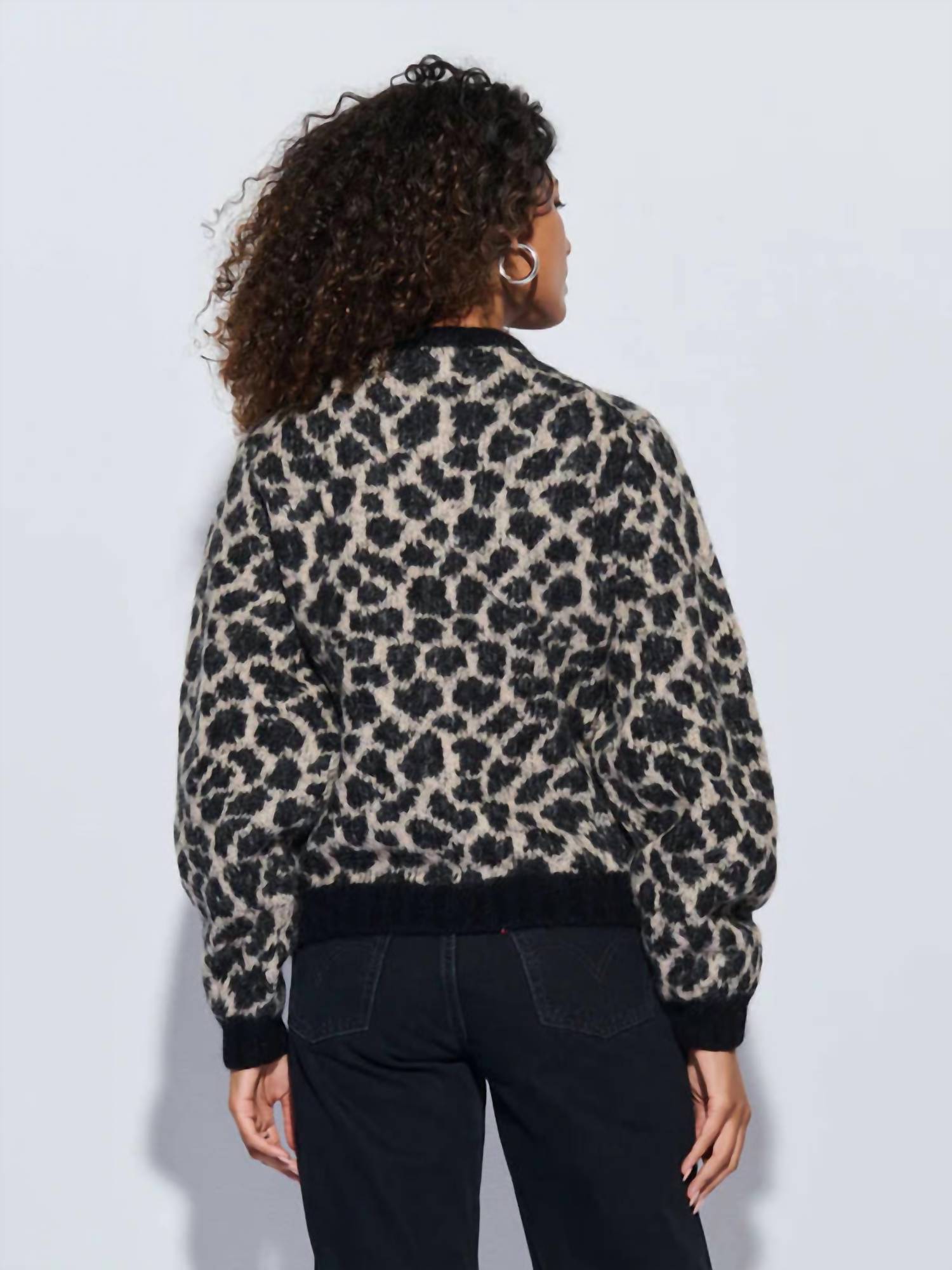 Nation LTD Tessa Jacquard Cardigan in black - women's cardigan - alternate view