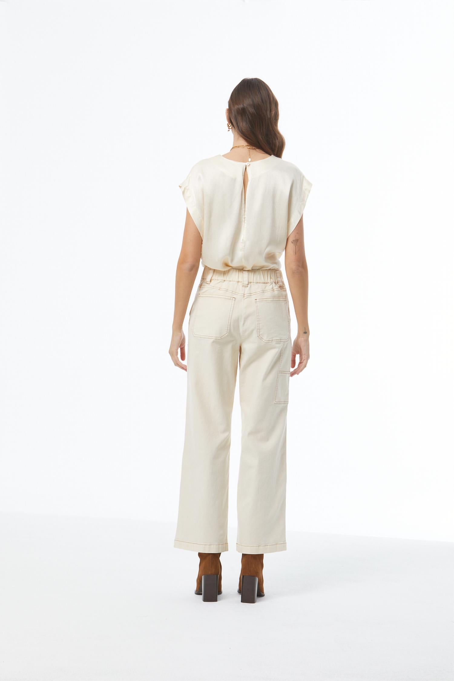 young fabulous & broke Workwear Pant in ivory - women's pants - alternate view