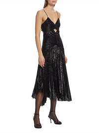 A.L.C. - Lou Sequined Keyhole Midi Dress