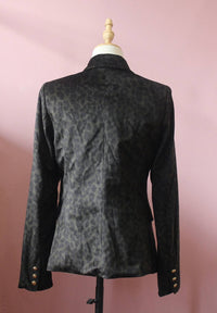 CHOKLATE PARIS Women's Double Breasted Leopard Velvet Blazer in khaki - women's jacket - detail view