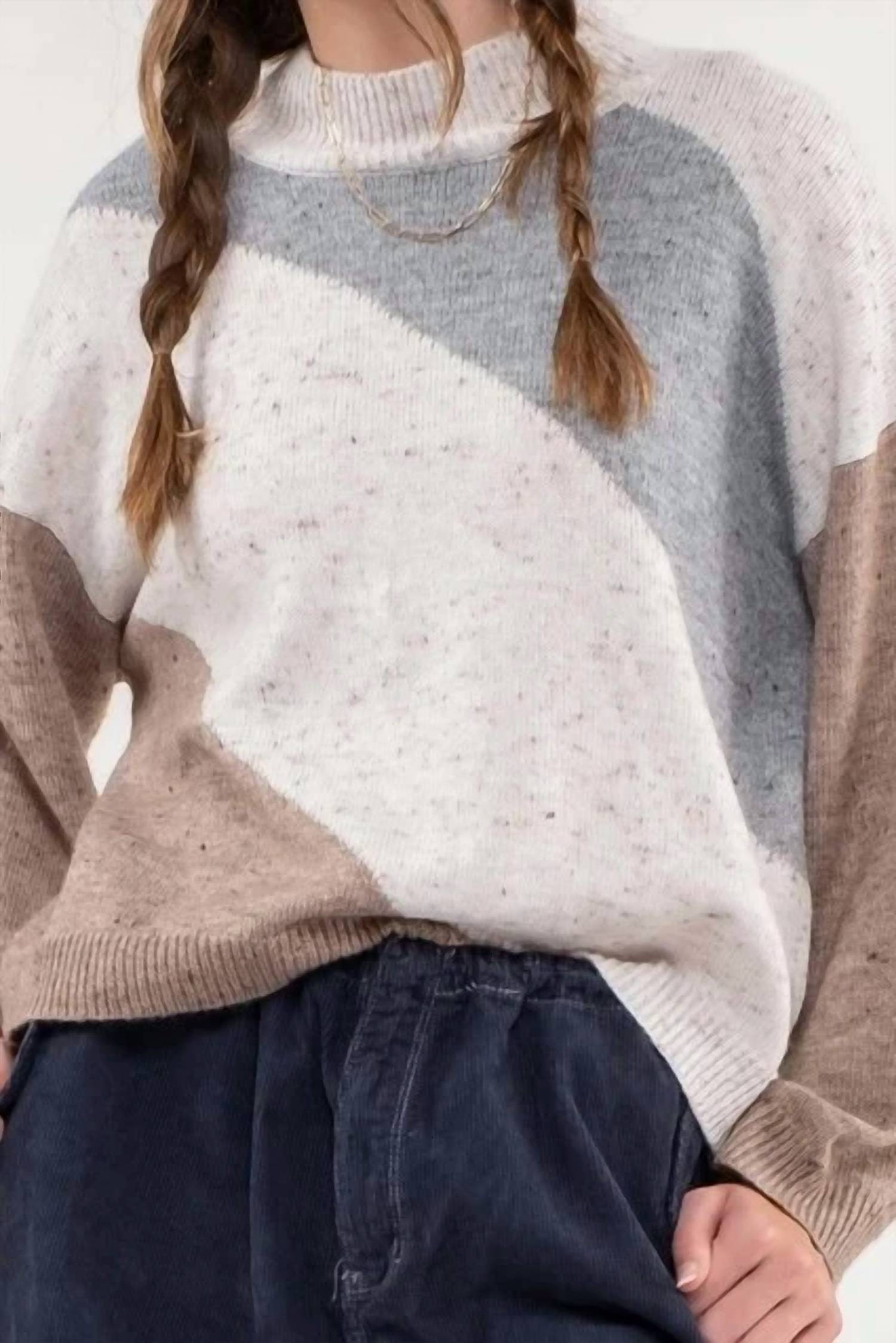 Blu Pepper - Diagonal Stripe Knit Sweater