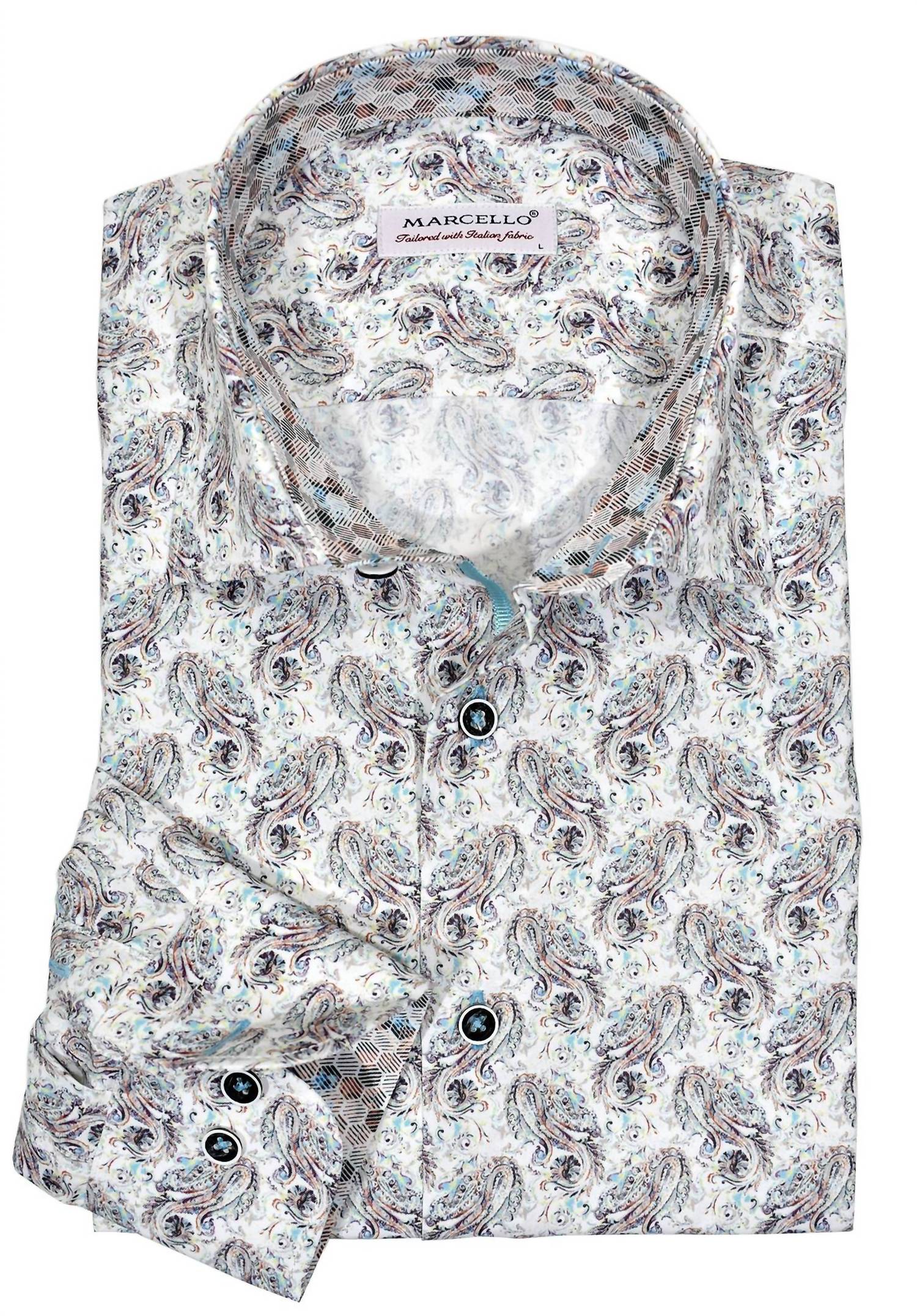 Marcello - Men's Shaded Swimming Paisley Shirt