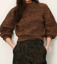 Sessun Wadden Balloon Sleeves Jumper in kakiwood - women's long sleeve top - alternate view