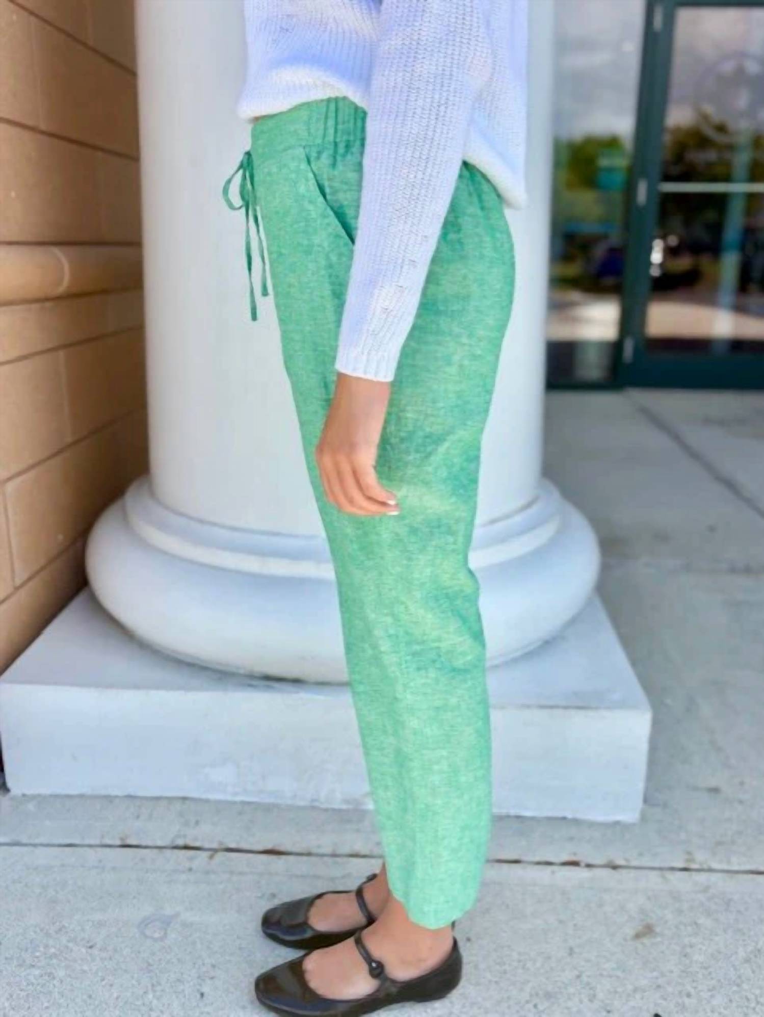 Pure Amici - Linen Drawstring Ankle Pant
