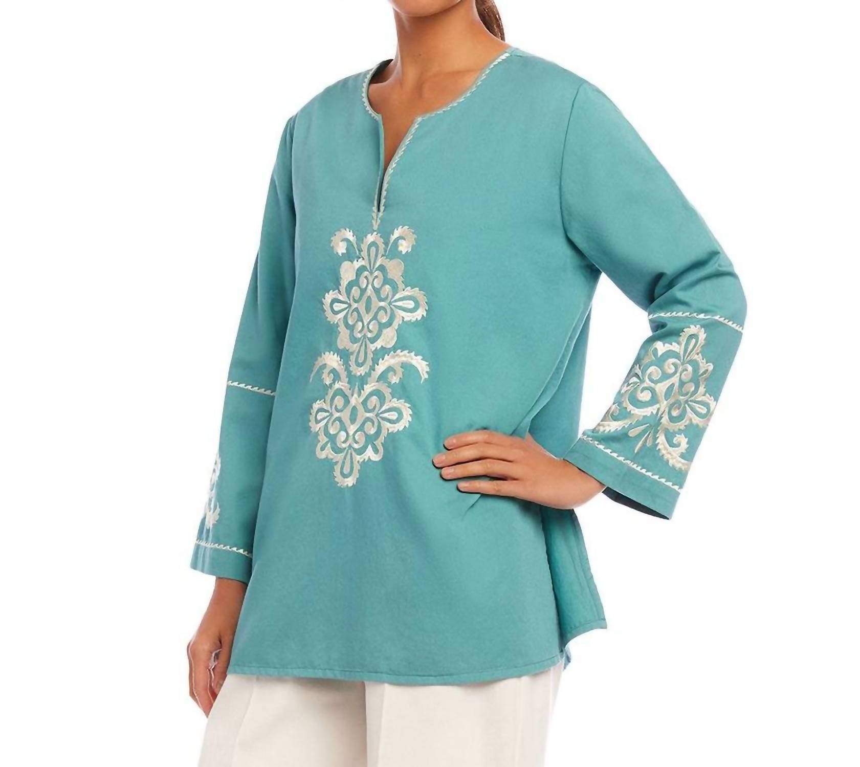 Karen Kane - Three-quarter Sleeve Embroidered Tunic