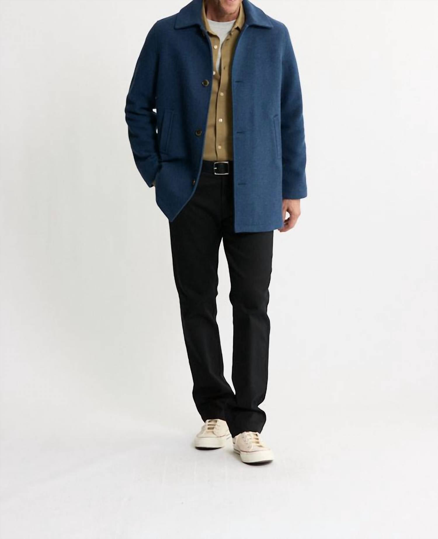 JACHS NEW YORK Mott Wool Blend Coat in warm blue - men's jacket - alternate view