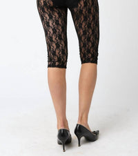 OLIVACEOUS Roxy Sheer Lace Capri Pants in black - women's pants - detail view
