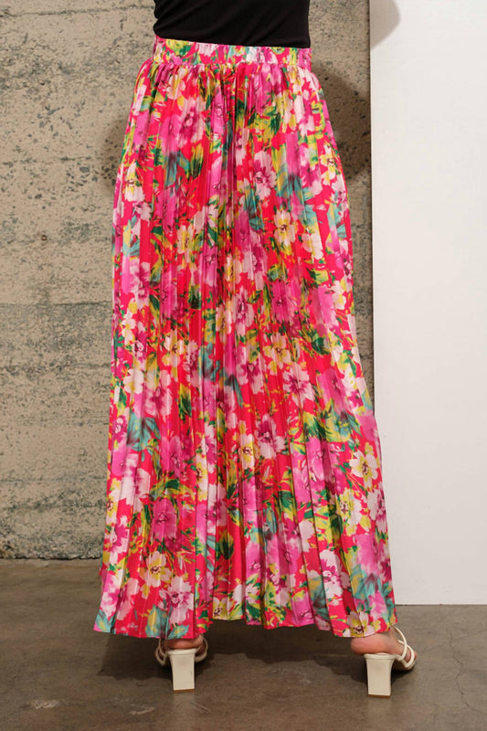 Blue B - Floral Pleated Maxi Skirt