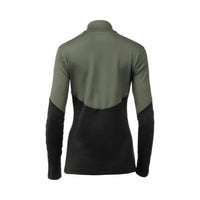 MIZUNO Women's Breath Thermo Half Zip Top in beetle black - women's long sleeve top - detail view
