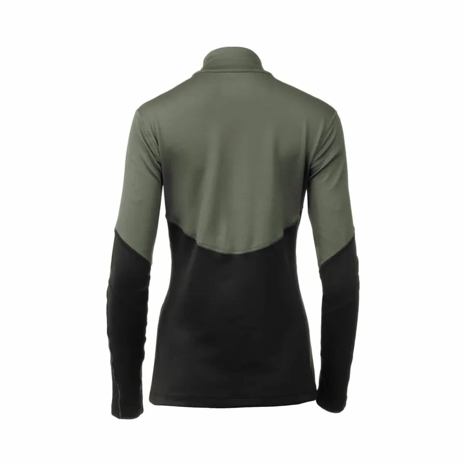 MIZUNO Women's Breath Thermo Half Zip Top in beetle black - women's long sleeve top - detail view