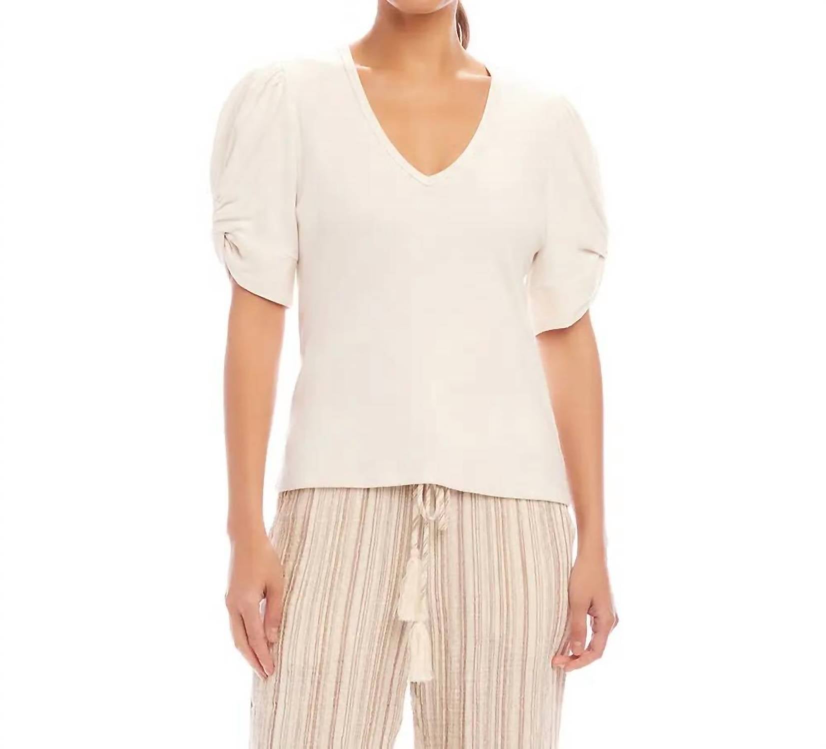 Karen Kane - Rayne Ribbed Twist Sleeve V-neck Top