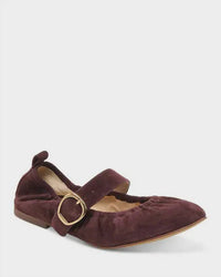 Dolce Vita Women's Caely Buckle Ballet Flats in mulberry suede - women's flats - detail view