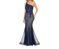 Xscape - Lace Mesh One-shoulder Gown