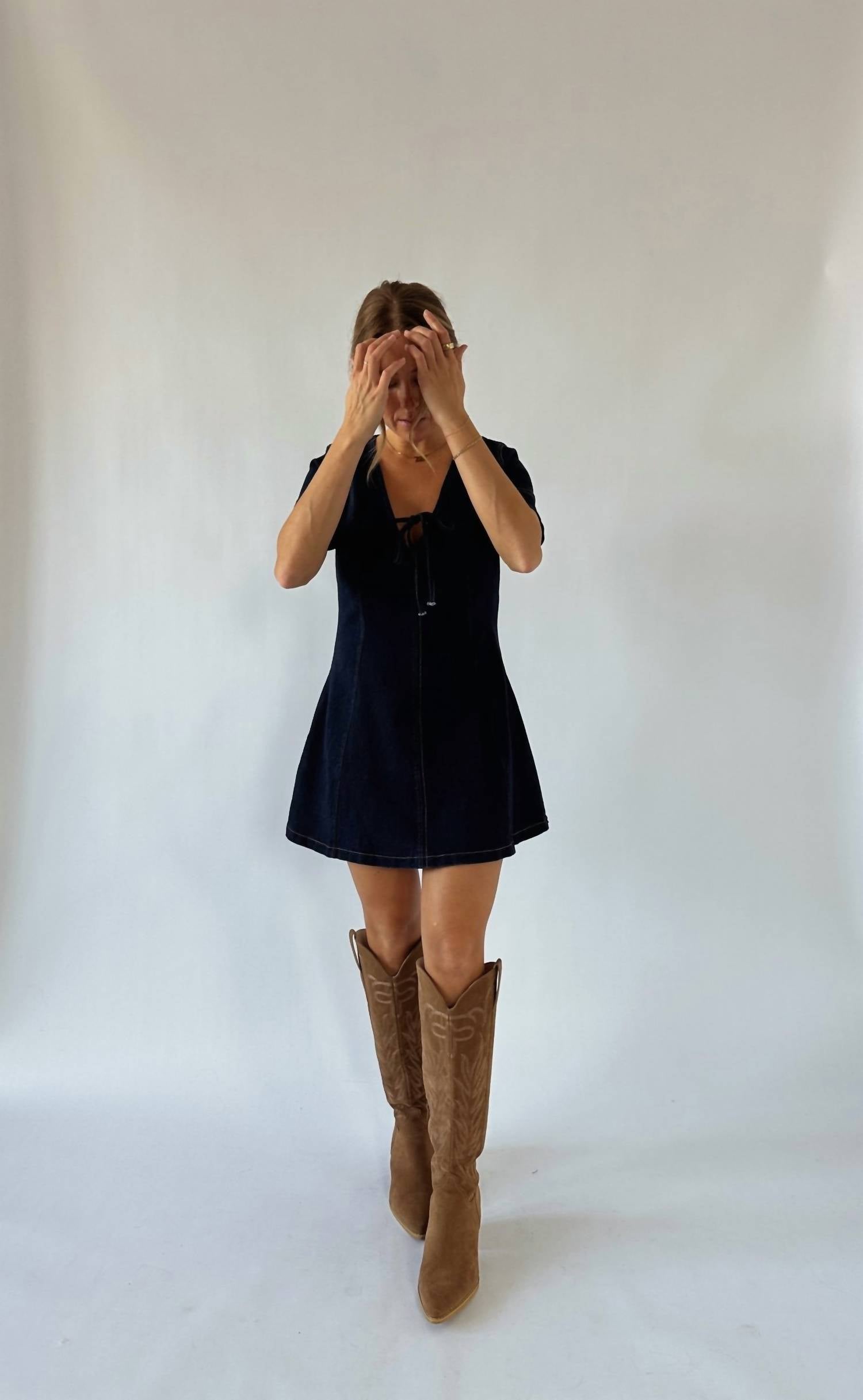 Blue Blush - Madison Short Sleeve Denim Dress