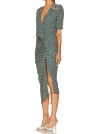 Veronica Beard Mariposa Midi Wrap Dress in seaglass multi - women's dress - alternate view