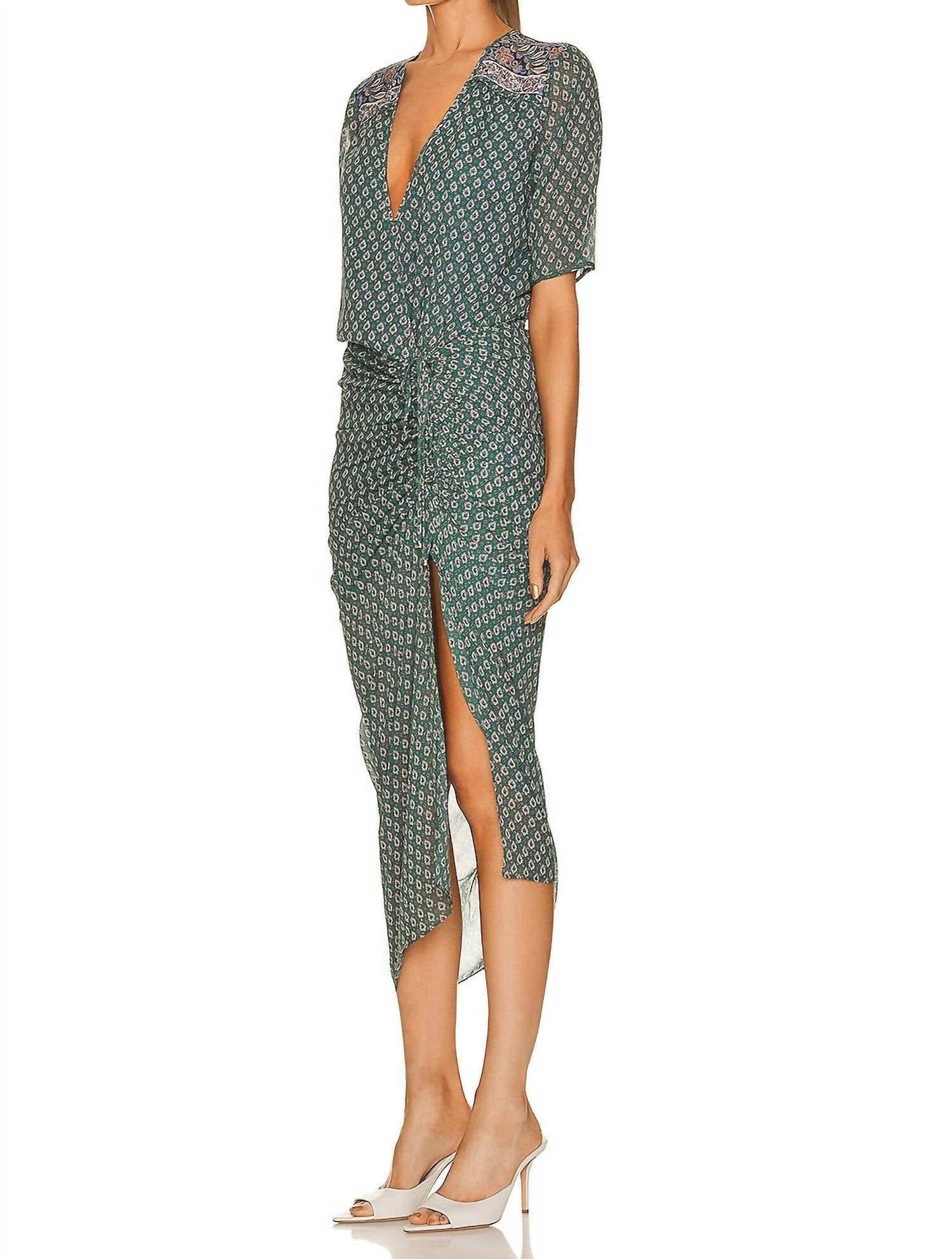 Veronica Beard Mariposa Midi Wrap Dress in seaglass multi - women's dress - alternate view