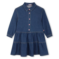 Billieblush - Long Sleeve Flounced Denim Dress