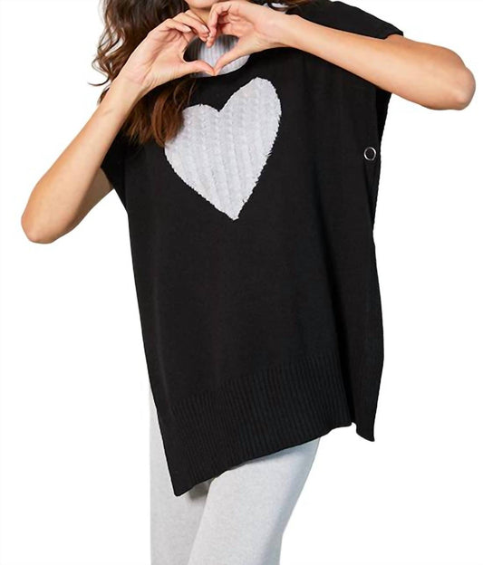 Zip Cowl Neck Heart Poncho