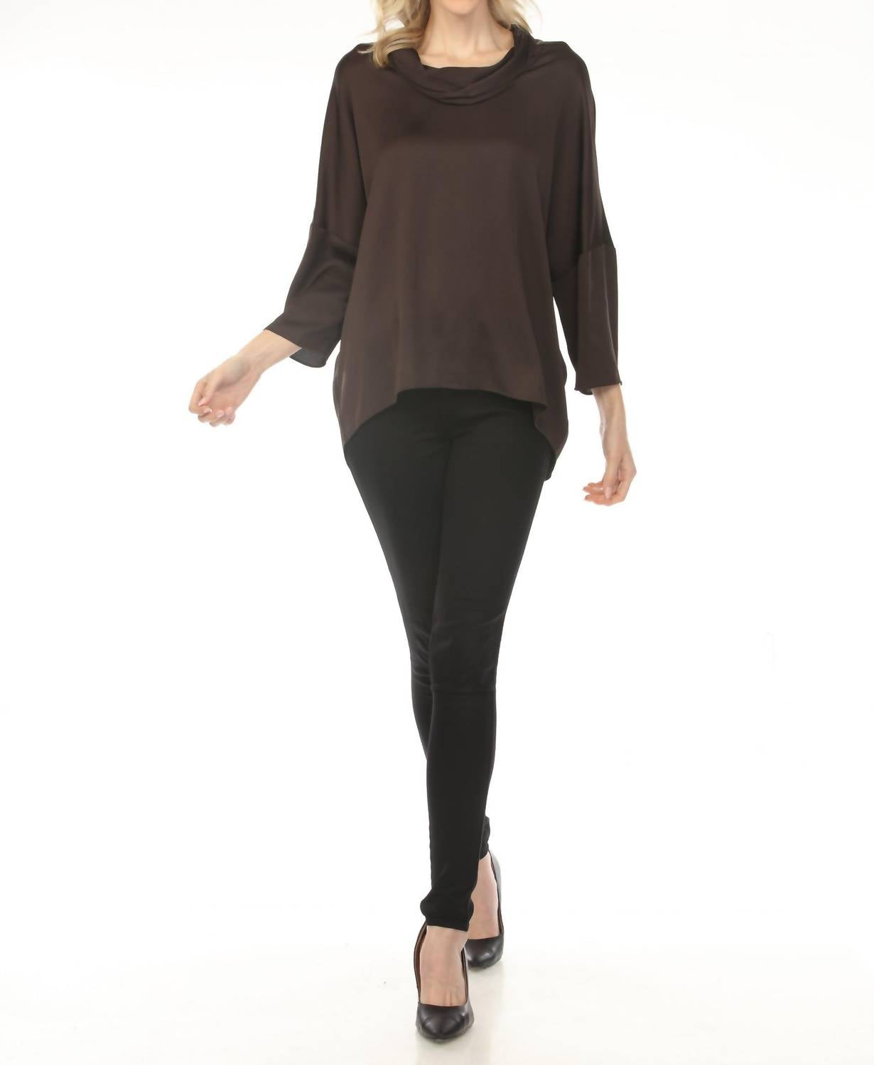 Joseph Ribkoff - Cowl Neck Satin Boxy Tunic Top