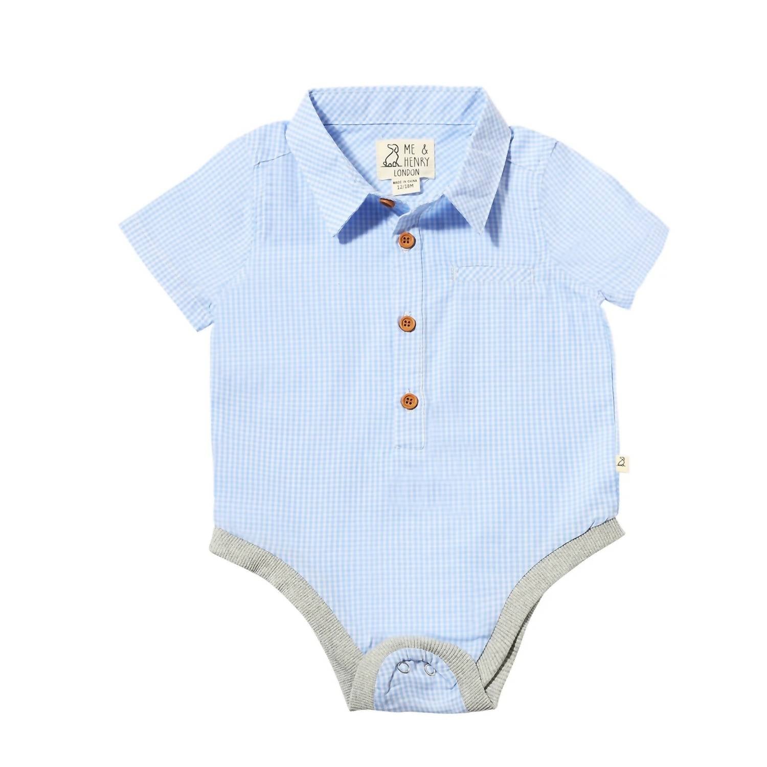 Me & Henry - Boy's Helford Micro Plaid Onesie