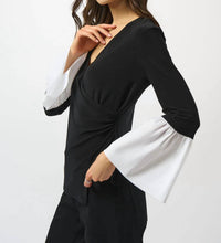 Joseph Ribkoff - Faux Wrap Bell Sleeves Tunic Top