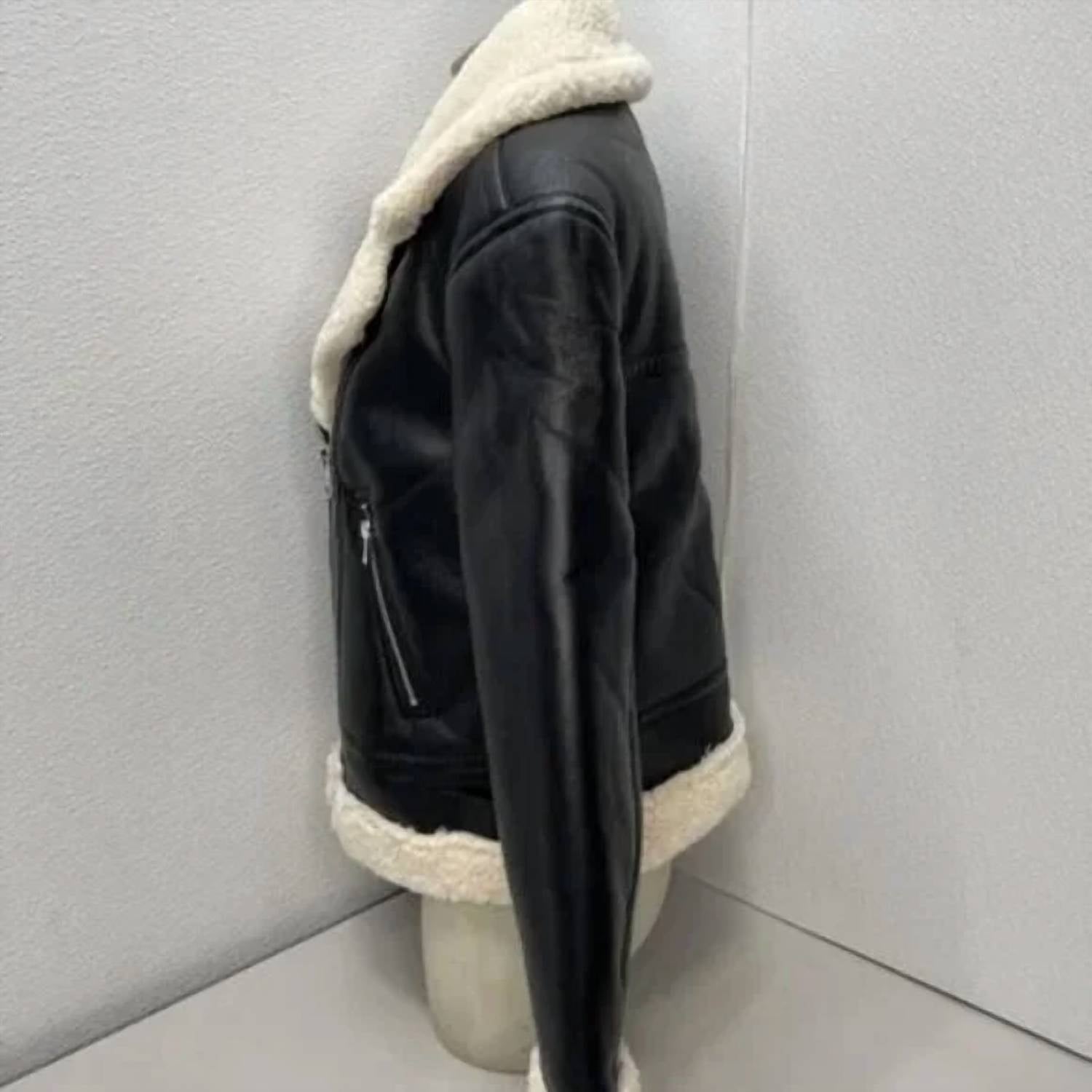 Sebby - Faux Leather Shearling Moto Jacket