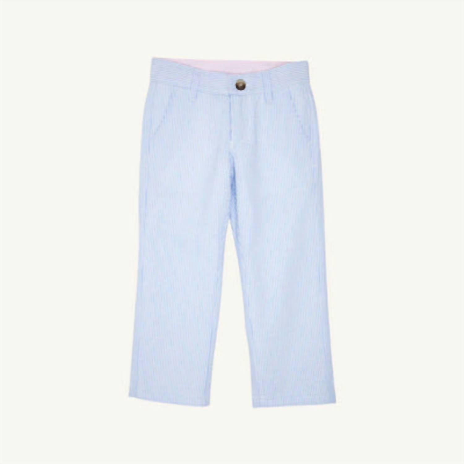 The Beaufort Bonnet Company Boys Prep School Pants in breakers blue seersucker - kids' item - detail view