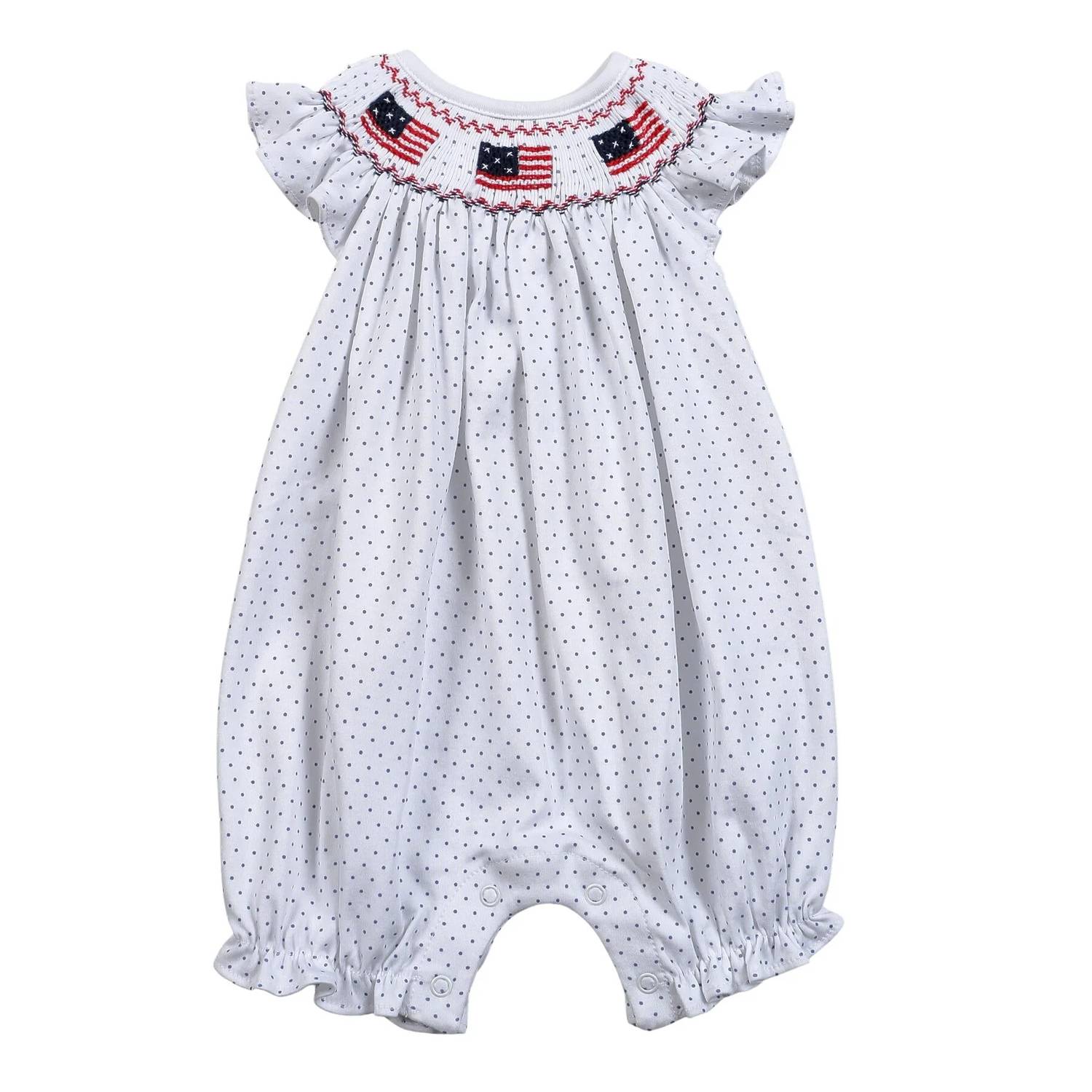 Baby Loren - Girl's Americana Hand Smocked Pima Romper