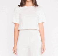 Ripley Rader - CROP PONTE KNIT SHORT SLEEVE TOP