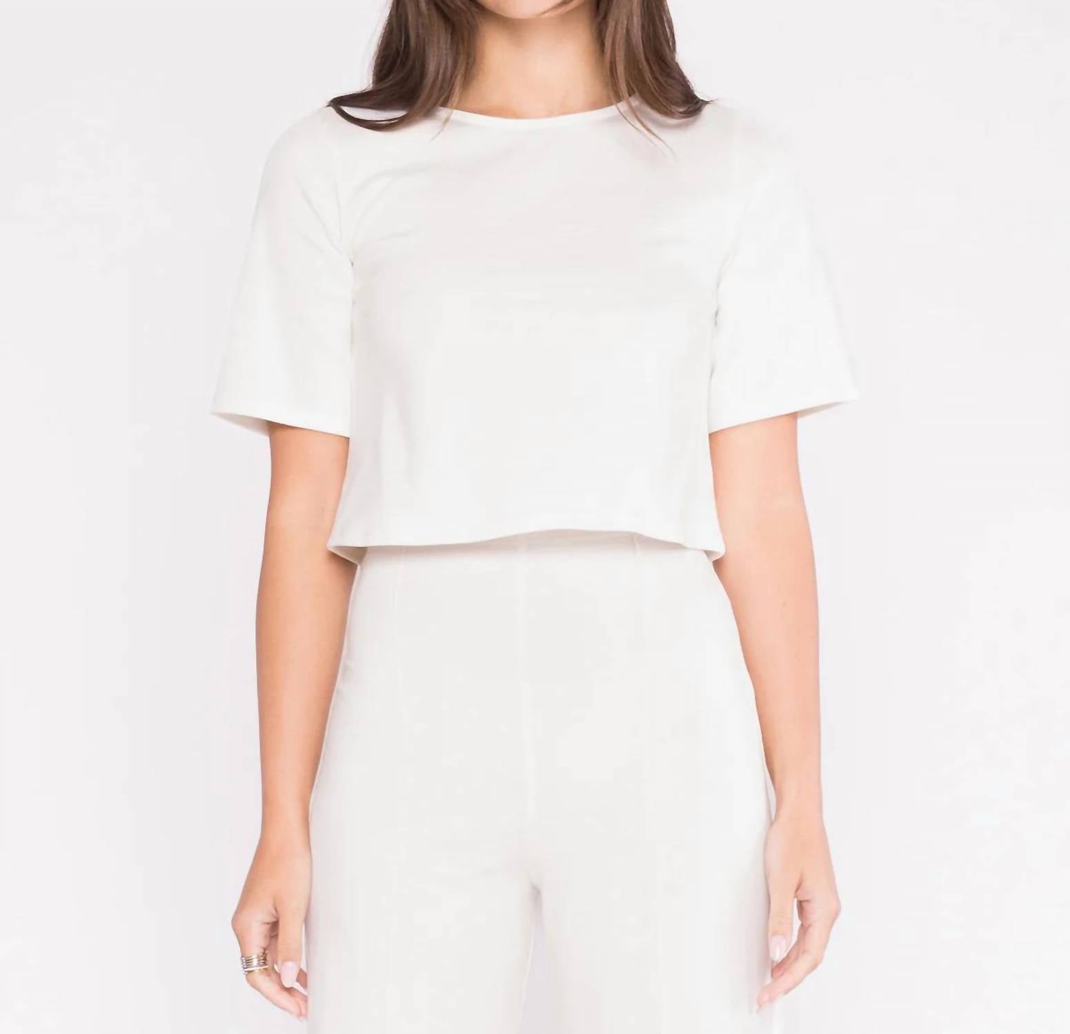 Ripley Rader - CROP PONTE KNIT SHORT SLEEVE TOP