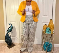The Sang - Faux Leather Zebra Print Pants - Plus