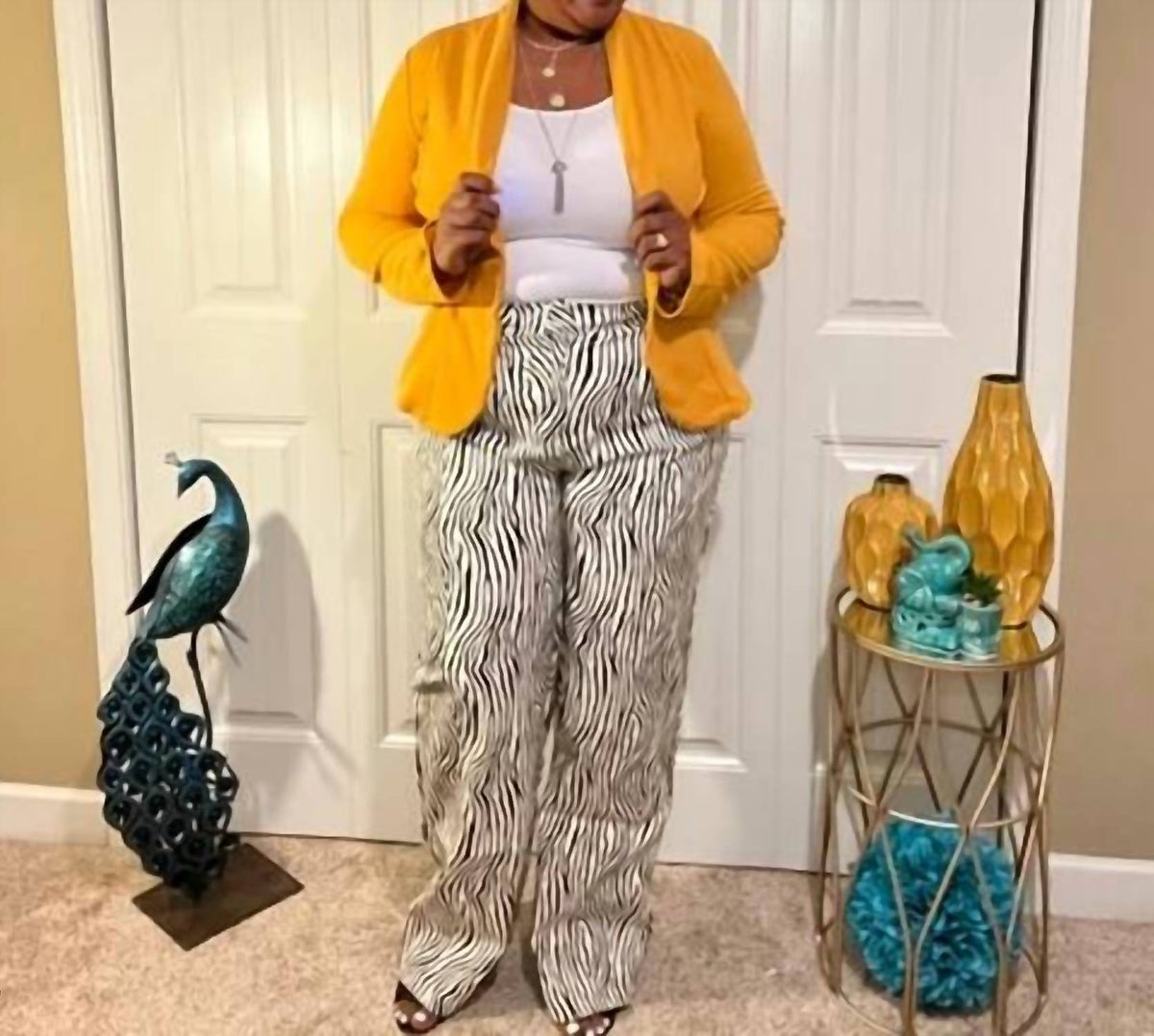 The Sang - Faux Leather Zebra Print Pants - Plus