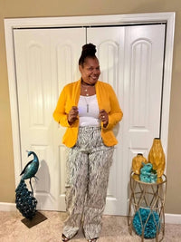 The Sang - Faux Leather Zebra Print Pants - Plus