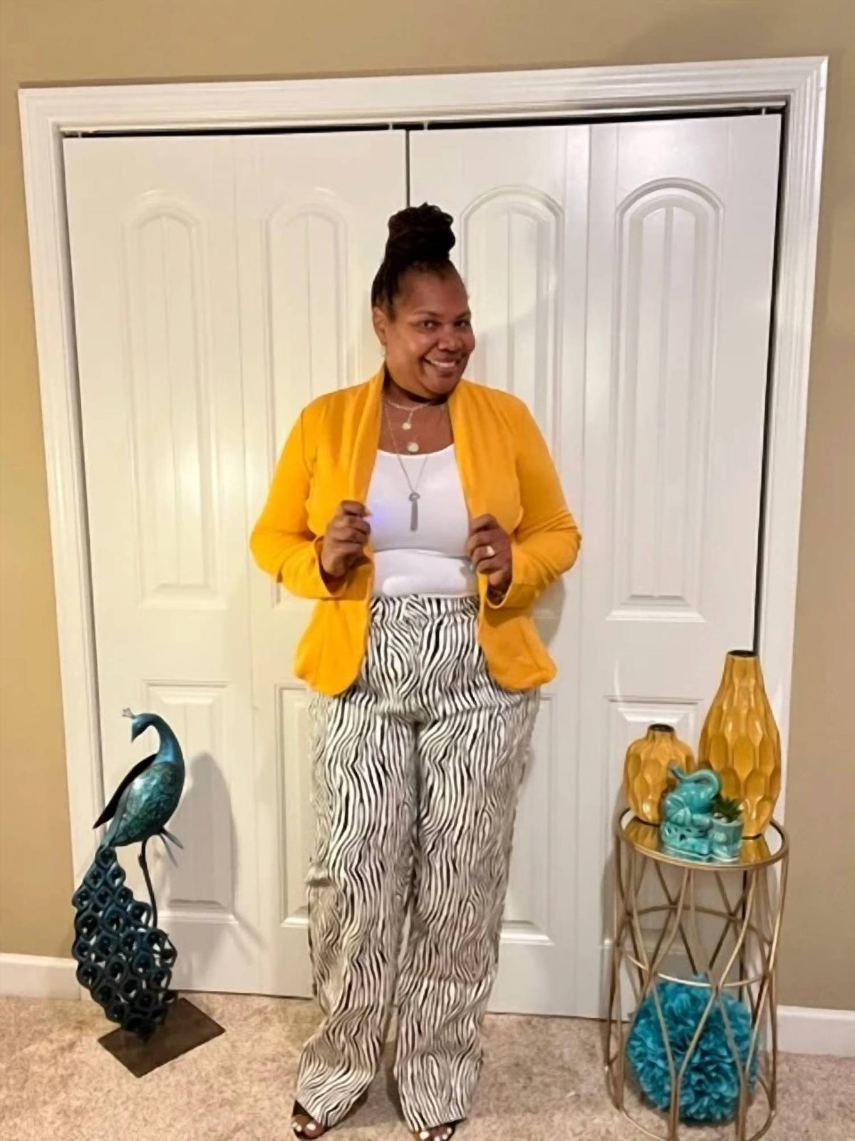 The Sang - Faux Leather Zebra Print Pants - Plus