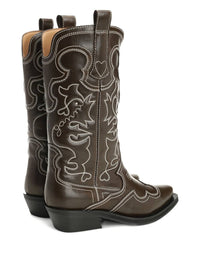 Ganni - Women's Mid Shaft Embroidered Western Boot