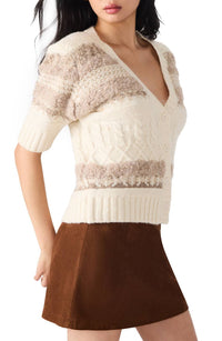 Steve Madden - Janae Stripe Short Sleeve Cardigan