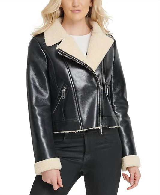 Dkny - Faux Shearling Motorcycle Jacket