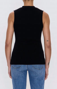 PISTOLA Audra Vest Cardigan Sweater in noir - women's cardigan - detail view