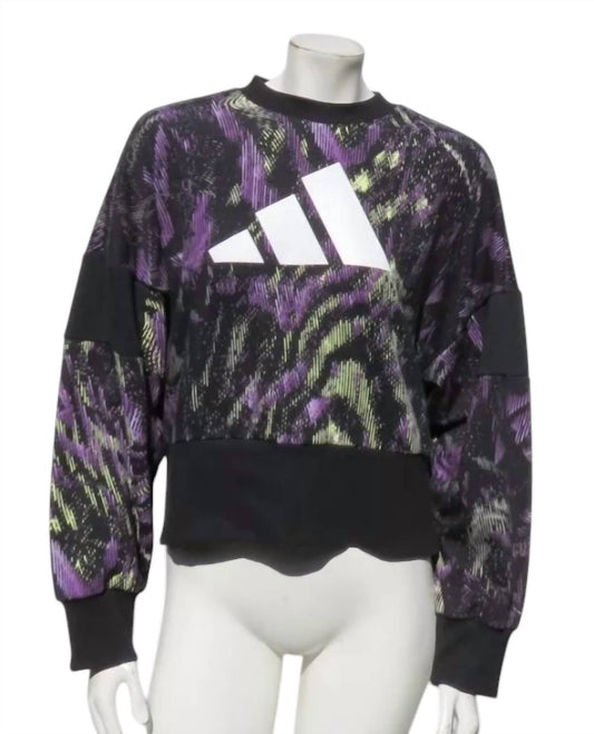 Adidas - Women's Patterned Crew Neck Pullover Sweatshirt