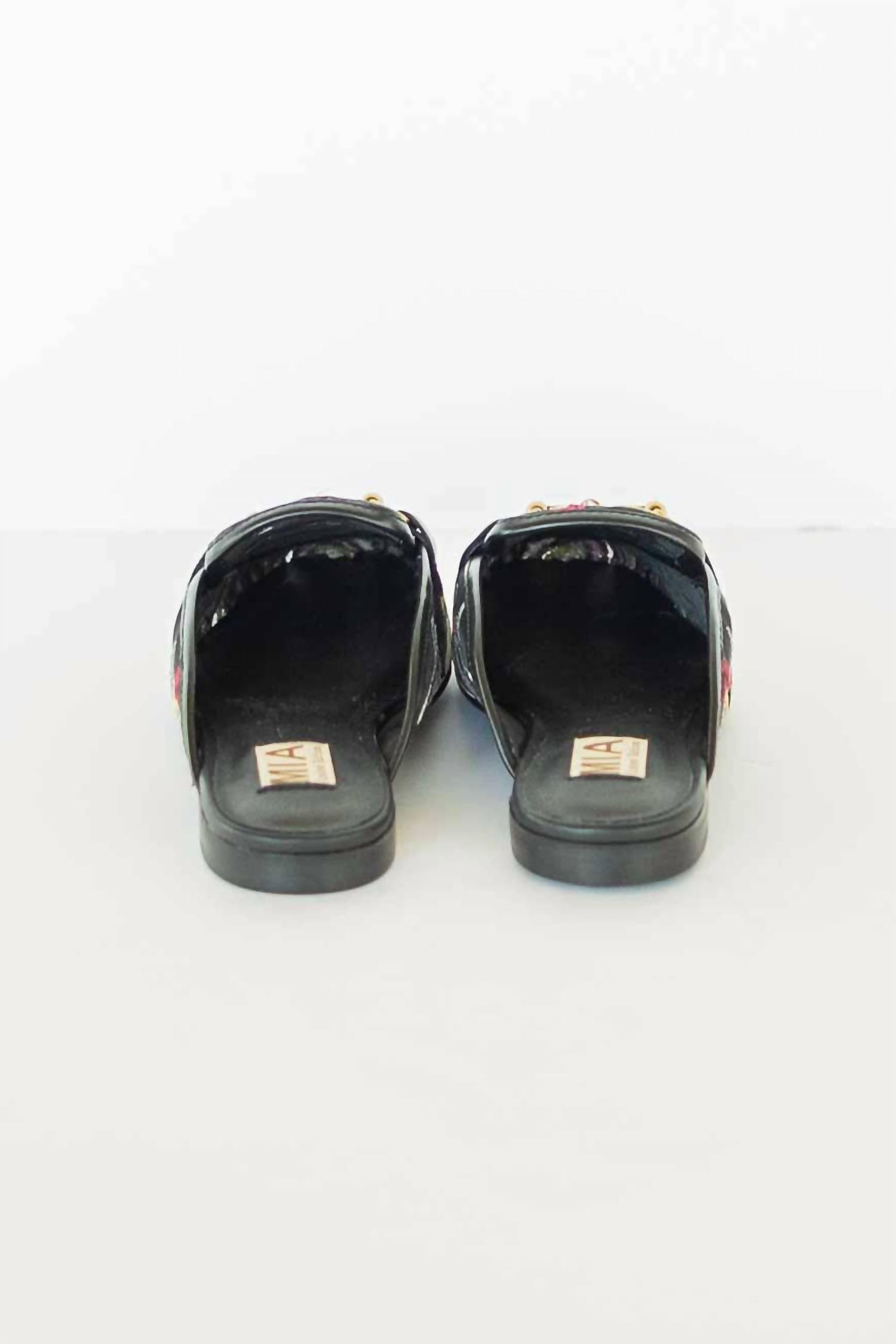 Mia Shoes Women's Bouquet Embroidered Slip On Mules in black - women's shoe - view 4