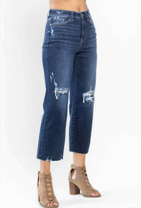 Judy Blue - Women's Wanda High Waist Destroyed Wide Leg Crop Jeans