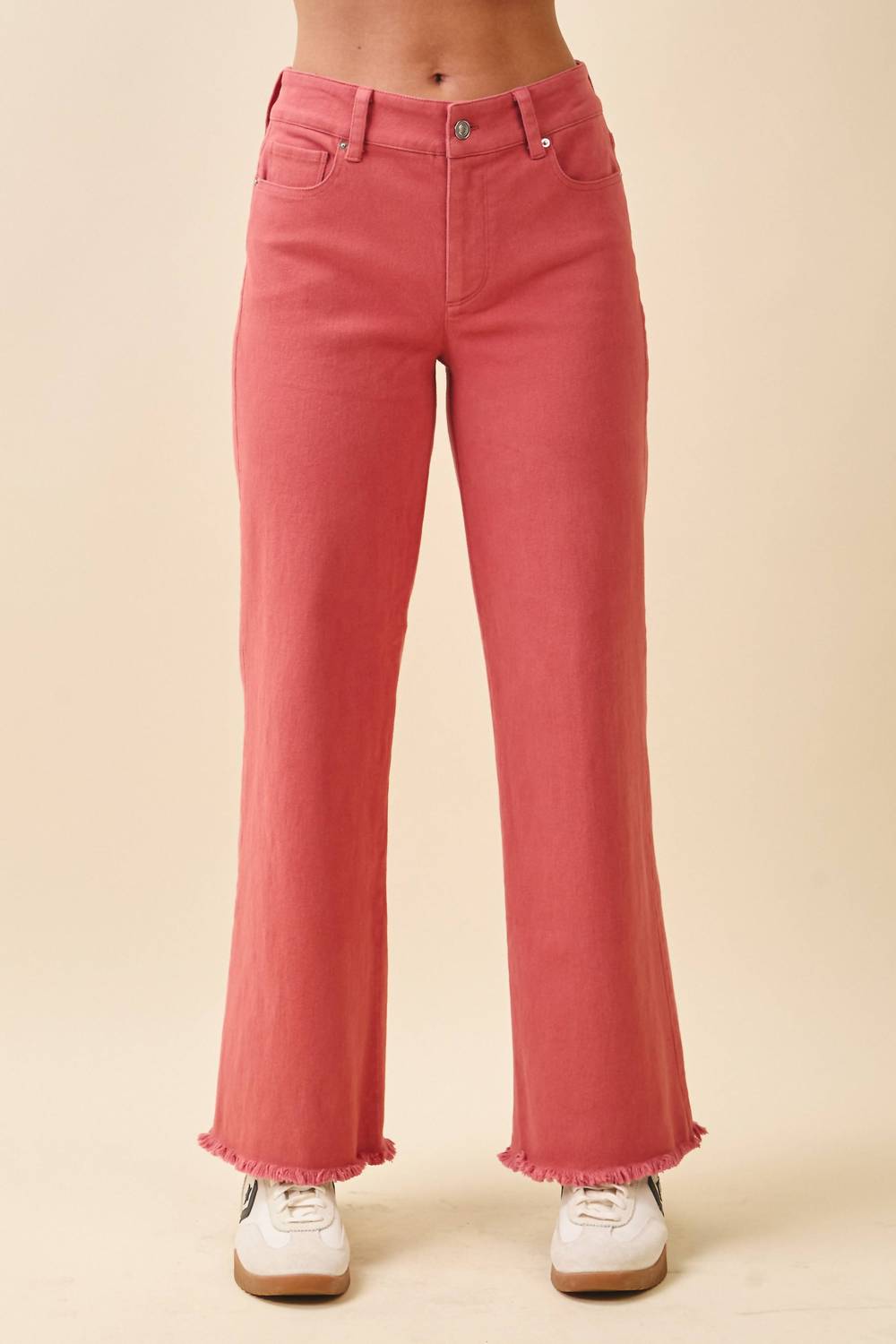 Aemi + Co - Wide Leg Raw Hem Denim Pants