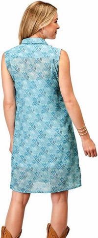 Roper - Ikat Chevron Print Poly Sleeveless Dress