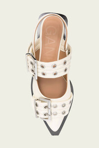 Ganni - Women's Feminine Buckle Ballerina Naplack Sandal