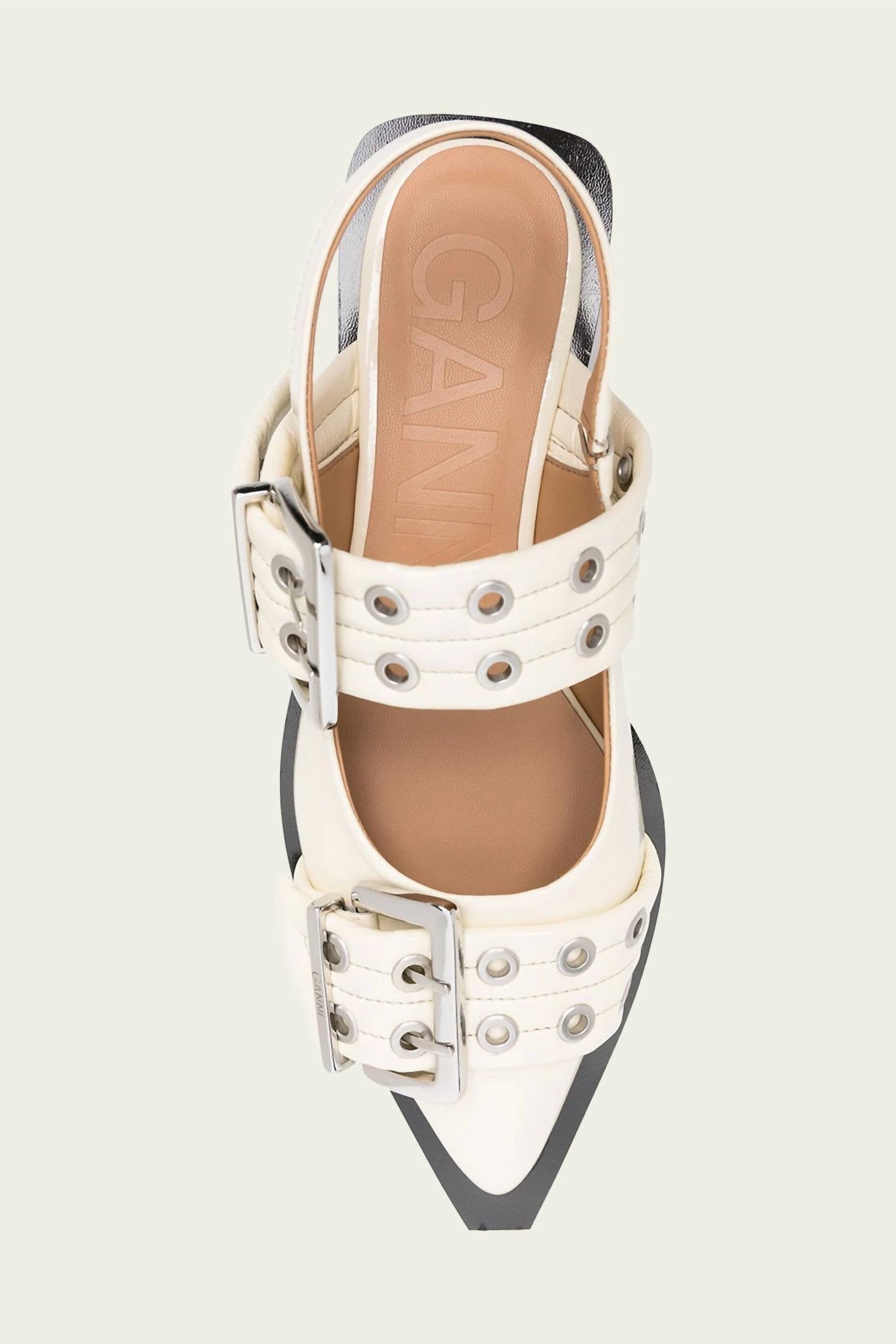 Ganni - Women's Feminine Buckle Ballerina Naplack Sandal